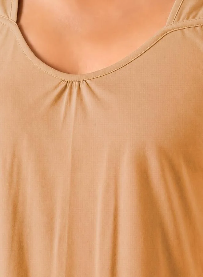 Clovia  Nude Cotton Blend Nightdress with Side Slit for Women | Best Price UAE