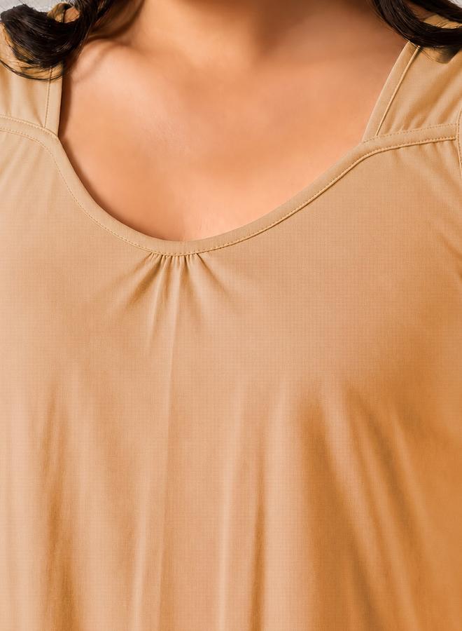 Clovia Nude Cotton Blend Nightdress with Side Slit - Image 5