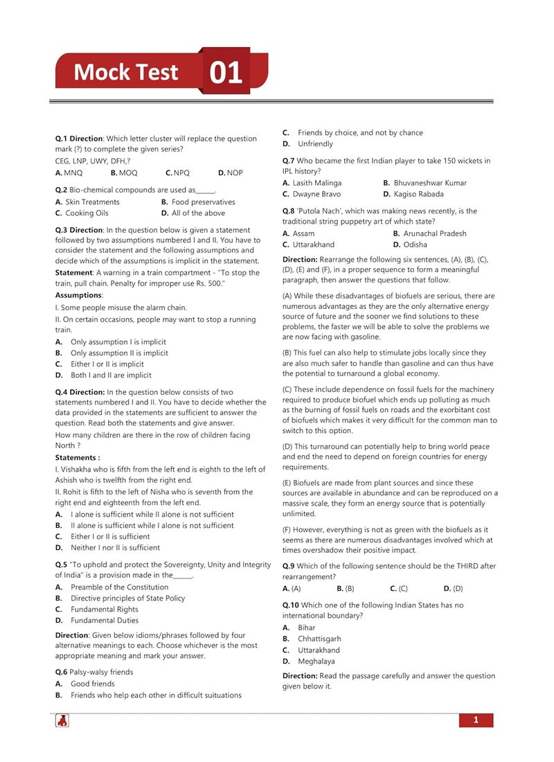 CU-CET/CUET UI Test Paper Code UI-QP-02 (Under-Graduate/Integrated Courses) - Common University Entrance Test - 10 Full Length Mock Tests with Free Access To Online Tests  - Image 4