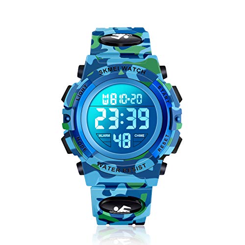 Dodosky Boy Toys Age 5-15, LED 50M Waterproof Digital Sport Watches for Kids Birthday Presents Gifts for 5-15 Year Old Boys - Navy Camouflage - Image 1