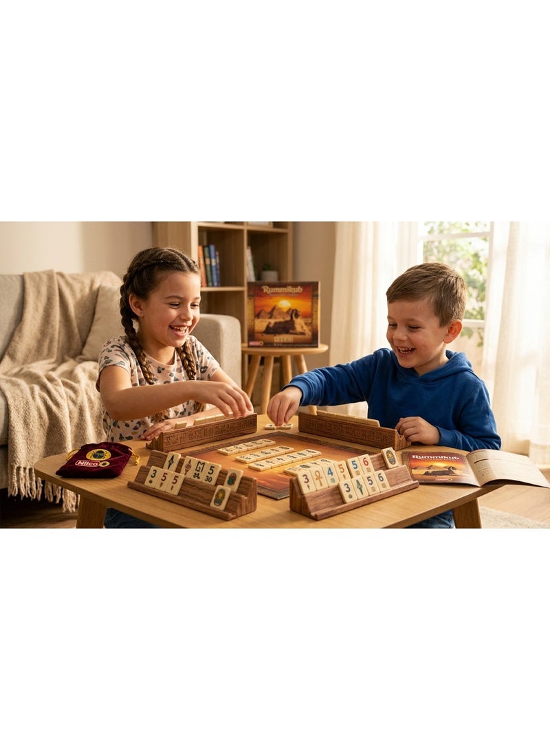 general Nilco Rummikub Ancient Egypt Edition Board Game, Family Strategy Tile Game with Pharaonic Theme, Educational Number Puzzle for Kids and Adults, Durable Plastic Racks, Game Night Gift - Image 1