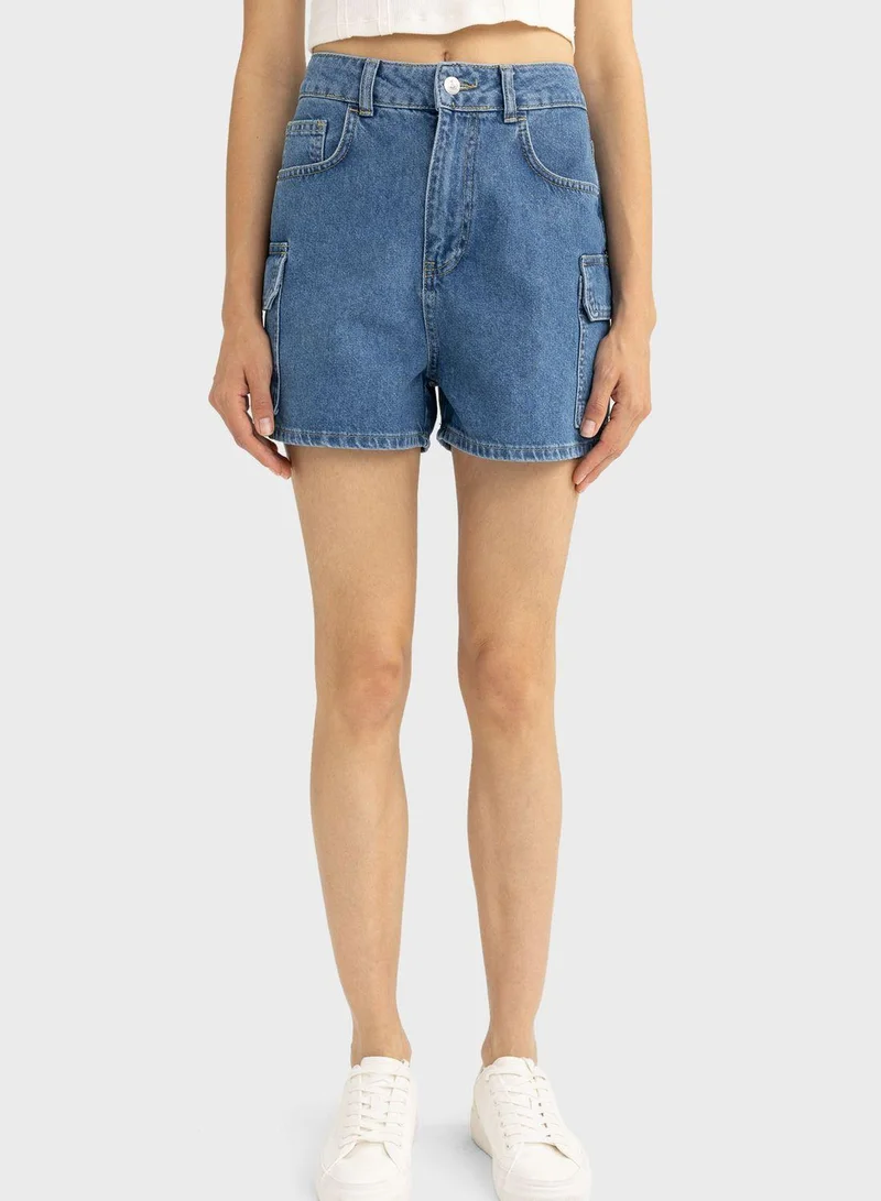 DeFacto Mom Fit High Waist 100% Cotton Denim Short