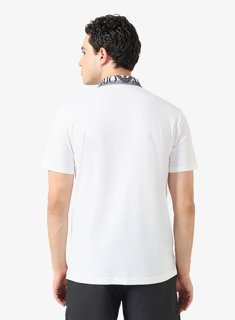 امبوريو ارماني تيشيرت بولو مزين بشعار العلامة التجارية