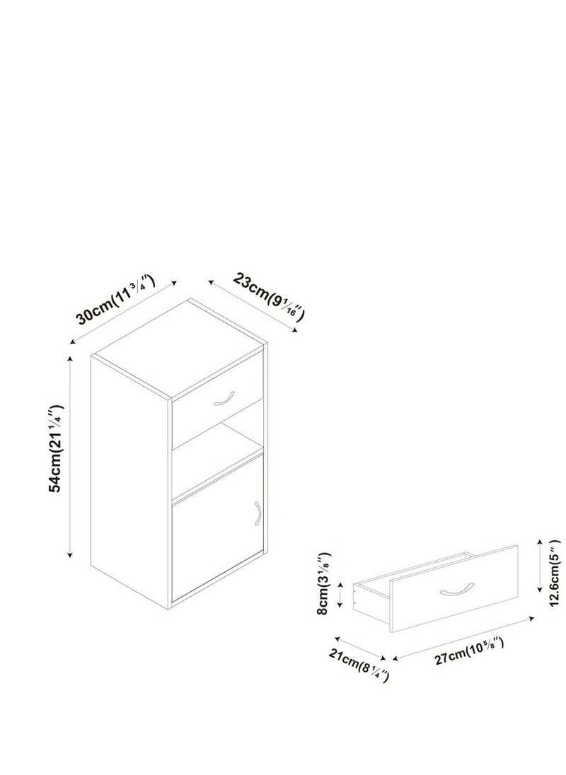 Generic Wooden chest of drawers with 2 shelves, a drawer, and a door, providing versatile storage space. / Chest of drawers / Table / Wooden unit  - Image 4