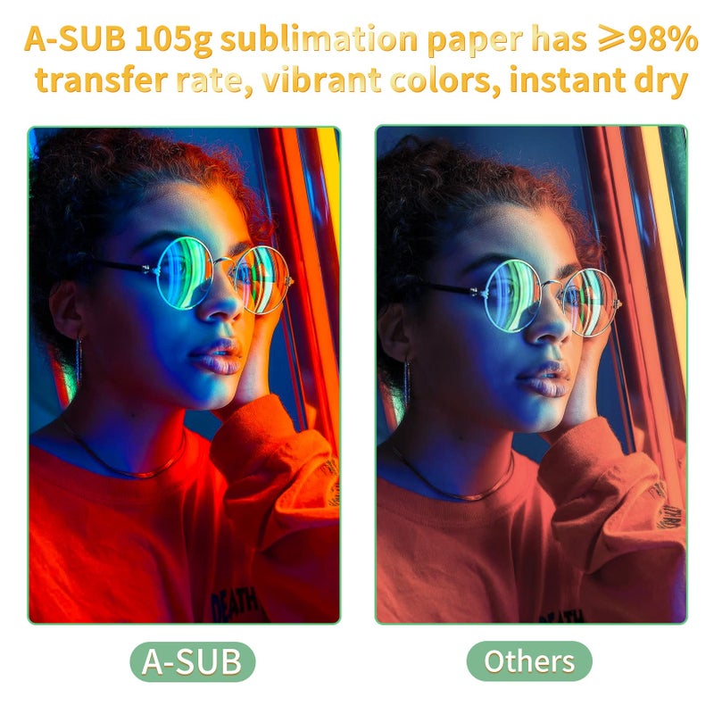 A-SUB Sublimation Paper- 150 Sheets Heat Transfer Paper 8.5x11 inch Compatible with Inkjet Sublimation Printer 105g - Image 2