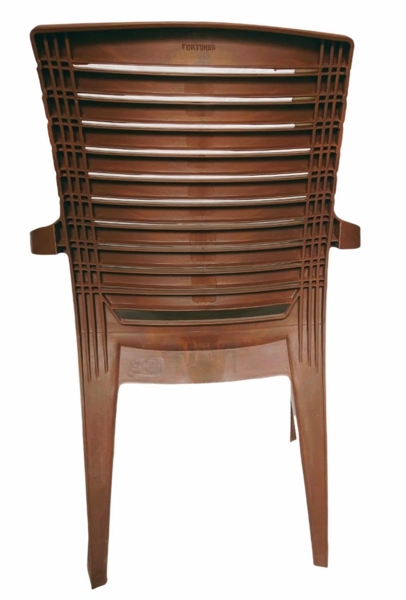 Anmol كراسي بلاستيكية أنمول سوبرم فورتونر للاستخدام المنزلي والمقاهي والحدائق والمطاعم، قوية ومريحة، كراسي بلاستيكية داخلية وخارجية مع مسند ذراع، سعة تحمل الوزن 200 كجم، عبوة من 2 بني - Image 4