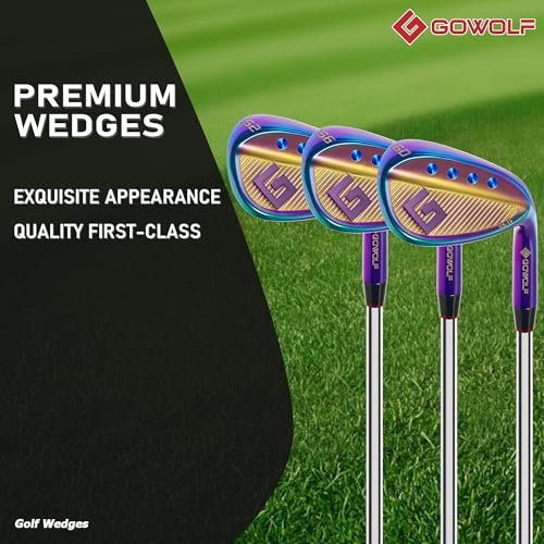 Gowolf Golf Wedges 52 56 60 Sets for Men Premium Forged Full Face Golf Wedges Right Hand Golf Gap Wedges Sand Wedge Lob Wedge Golf Clubs CNC Milled Face for More Spin Great Golf Gifts Rainbow - Image 3