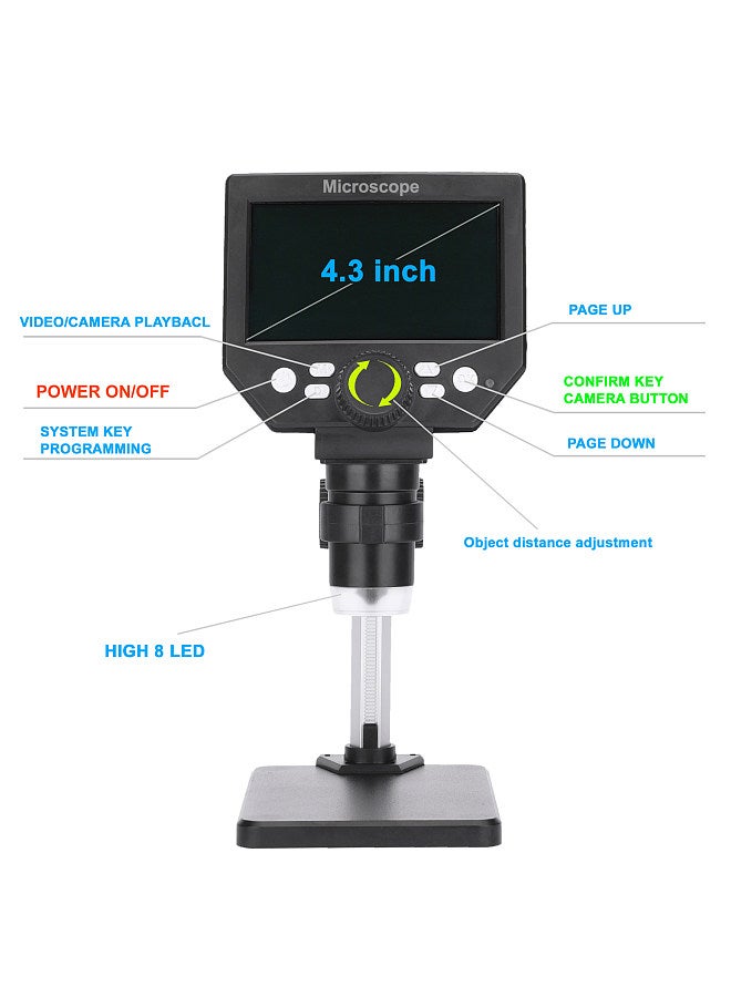G1000 Digital Electron Microscope 4.3 Inch Large Base LCD Display 10MP 1-1000X Continuous Amplification Magnifier  - Image 4