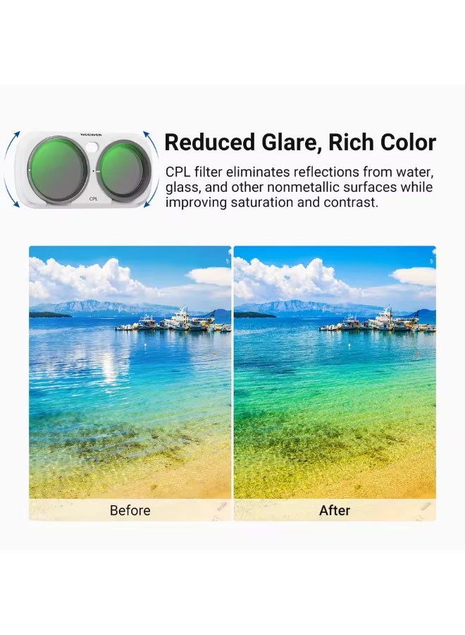 NEEWER CPL + ND Filter Set For Insta360 Luna Ultra,Polarizer Neutral Density ND16 + ND64 + ND256 Action Camera Polarizing Filter white - Image 2