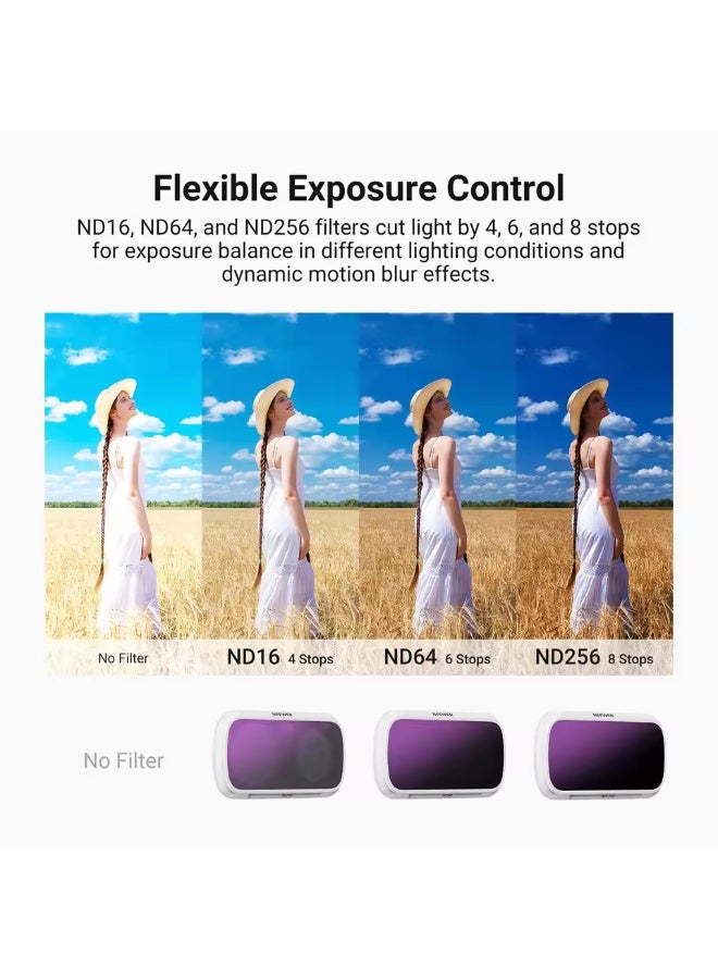 NEEWER CPL + ND Filter Set For Insta360 Luna Ultra,Polarizer Neutral Density ND16 + ND64 + ND256 Action Camera Polarizing Filter white - Image 4