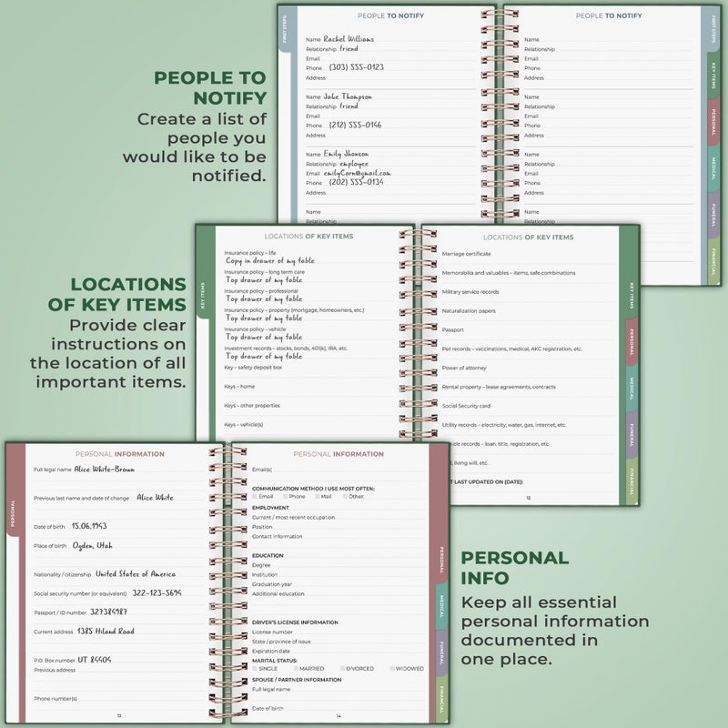 Clever Fox When I Die Planner With Pockets for Documents â€“ End-of-Life Organizer Binder for Important Personal Info & Final Wishes (Dark green) - Image 3