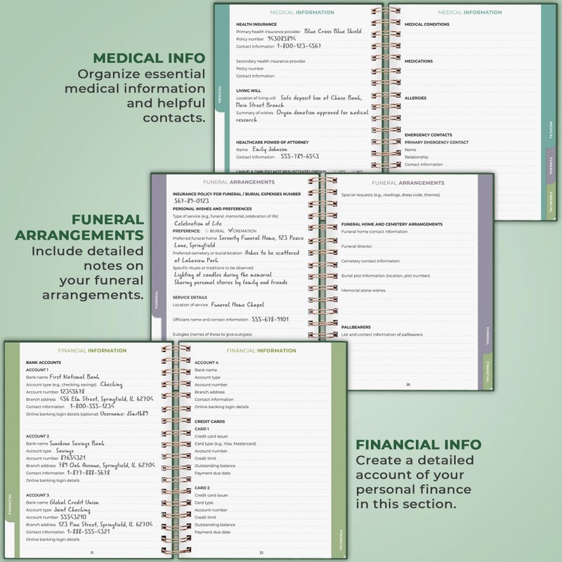 Clever Fox When I Die Planner With Pockets for Documents â€“ End-of-Life Organizer Binder for Important Personal Info & Final Wishes (Dark green) - Image 4