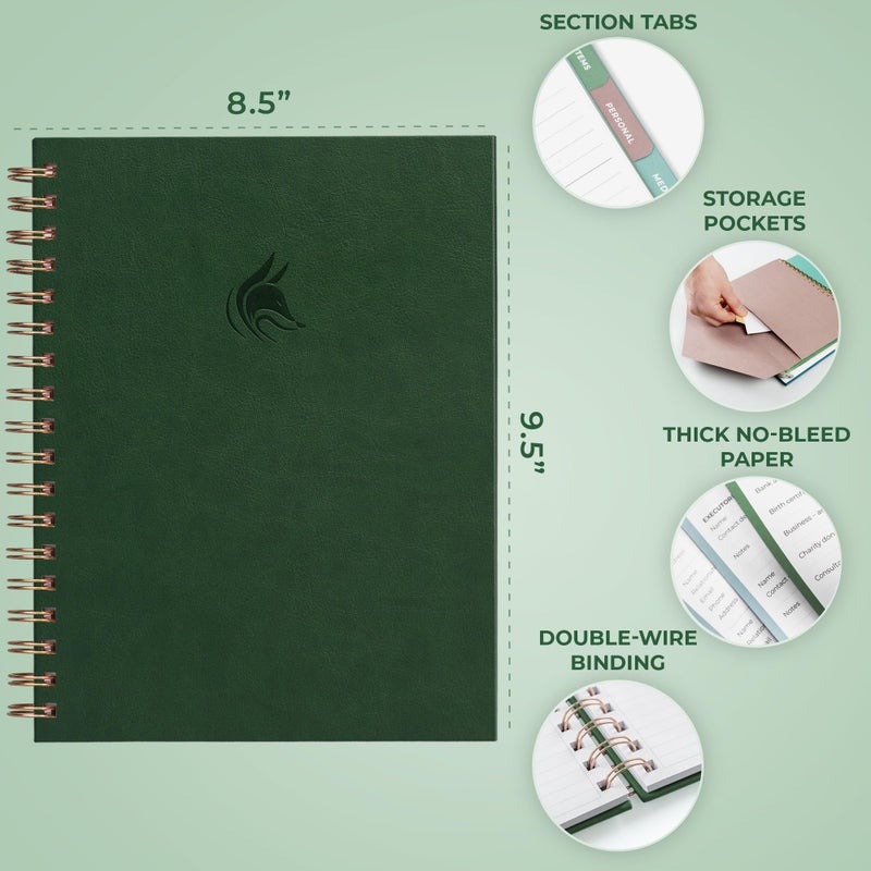 Clever Fox When I Die Planner With Pockets for Documents â€“ End-of-Life Organizer Binder for Important Personal Info & Final Wishes (Dark green) - Image 2