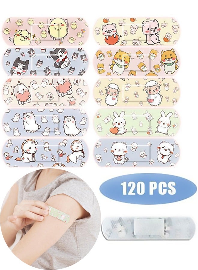 120 Pcs Cartoon Waterproof Bandage Strips PE Material Hemostatic Adhesive Colorful First Aid,for Family Care Kids’ Activities Office Emergencies Sports Fitness and Outdoor Trips,Effective for Cuts Scrapes Abrasions and Minor Wounds - Image 1