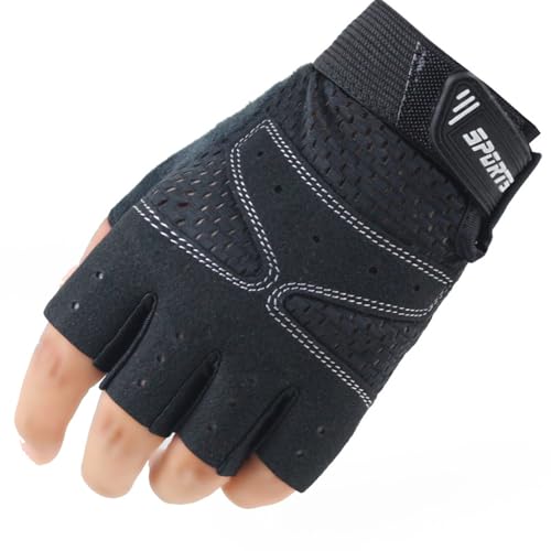 Miokkley Girls Fingerless Bike Gloves, Sport Gloves for 5-12 Year Girls Monkey Bars Rock Climbing Gloves Cycling Biking Fishing (Black, Medium for 9-12 Y) - Image 4
