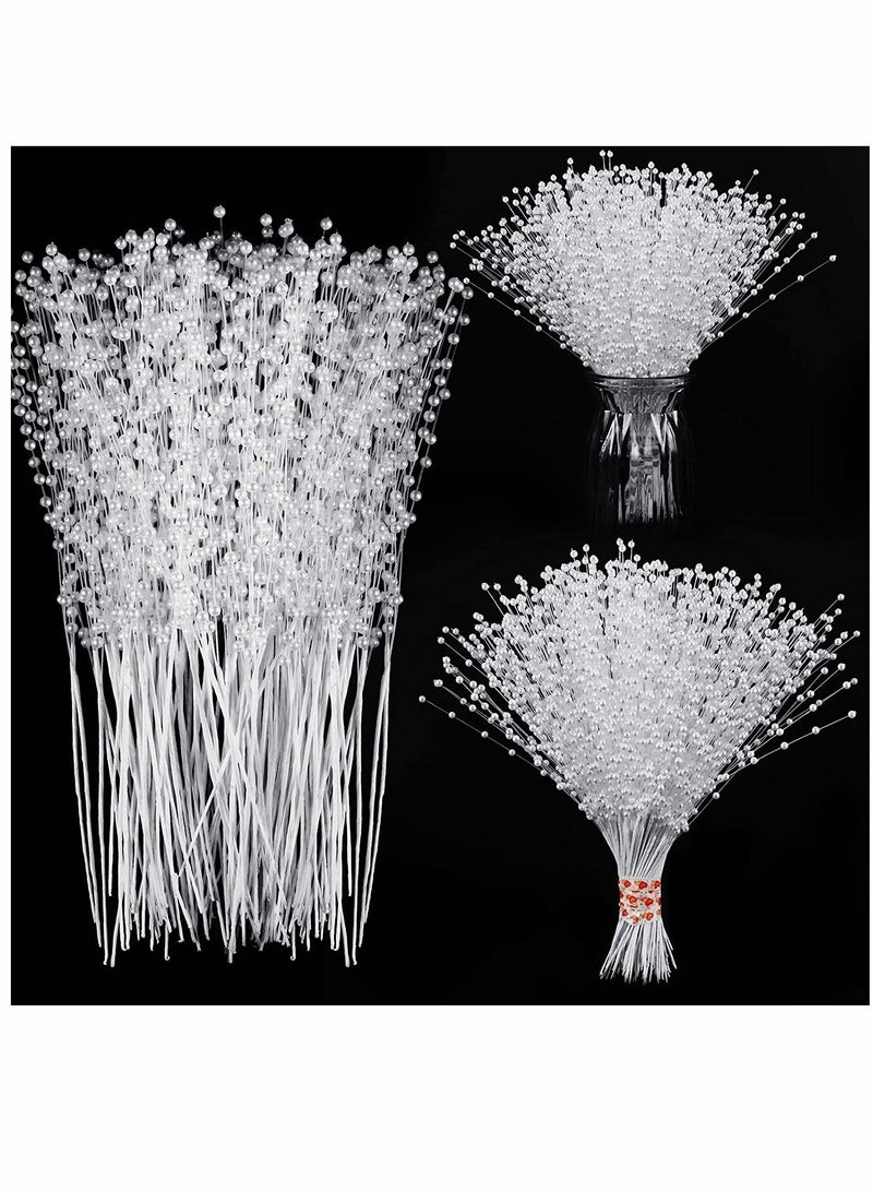 KASTWAVE Beaded Trim, String Pearl Stick Pearl Garland Beads Wreath Wedding Pearl, Bridal Bouquet Party Decor Beaded Strand, for Wedding Party Table Decor Crafts DIY Accessories 200 Pieces (Milky White) - Image 1