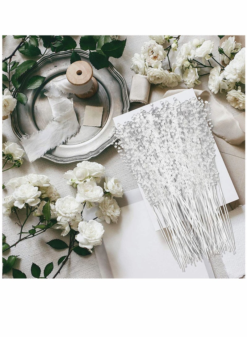 KASTWAVE Beaded Trim, String Pearl Stick Pearl Garland Beads Wreath Wedding Pearl, Bridal Bouquet Party Decor Beaded Strand, for Wedding Party Table Decor Crafts DIY Accessories 200 Pieces (Milky White) - Image 4