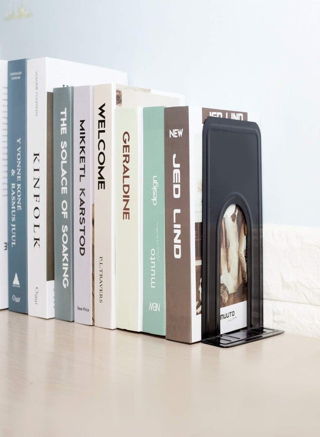 كينجوك، 4 أزواج/8 قطع، فواصل كتب متينة، 8.3 × 6.5 × 5.1 بوصة، فواصل كتب معدنية مانعة للانزلاق للكتب والمجلات وأقراص DVD، للمنزل والمكتب والمدرسة والمكتبة، أسود - Image 5