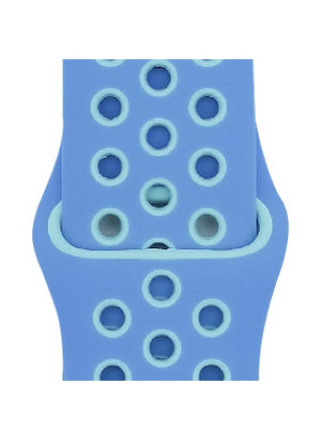 Generic - Suitable For Apple Two-color Silicone Nike Strap Nike Hole Apple Iwatch Breathable Sports Watch Strap-Color:28 Sky Blue + Mint Green-Specifications:42/44/45/49mm-S - Image 1