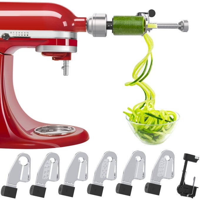 SPIRALIZER ATTACHMENT COMPATIBLE WITH KITCHENAID STAND MIXER COMES WITH PEEL CORE AND SLICE VEGETABLE SLICERNOT KITCHAID BRAND SPIRALIZER 7 BLADES