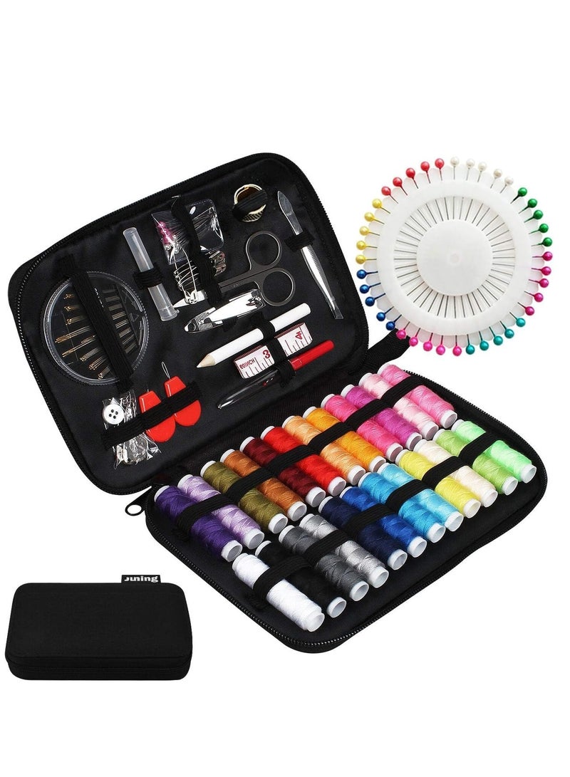 Excefore Sewing Kit with Case, Needle and Thread Kit for Sewing, 130 pcs Sewing Supplies for Home Travel and Emergency for Adults, Beginner, Home, Travel, Scissors, Thimble, Needle Threader and More  - Image 1