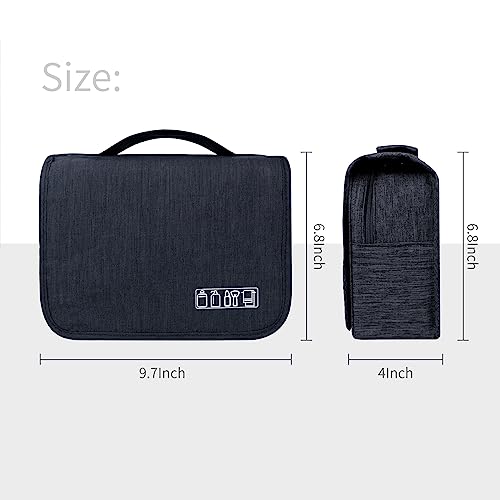 Lcsmaokin Large Capacity Toiletry Bag Travel Bag with Hanging Hook for Men and Women Waterproof Travel Cosmetic Bag Bathroom Storage Bag for Brushes Set,Full-Sized Shampoo,Toiletries,Accessories-Black - Image 3