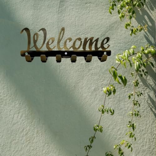 Welcome Home Decor Wall Deco Stainless Steel Key Holder 6 Hooks  - Image 3