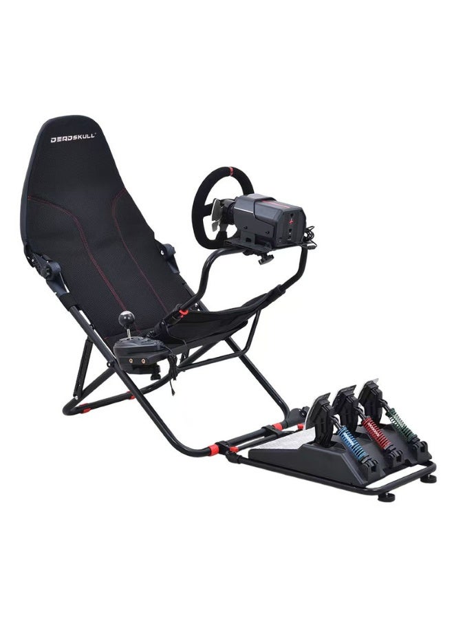 DEADSKULL Racing Seat, Unique Foldable Design, Full Adjustable, Up to 120kg Weight Capacity, Compatible with Most Steering Wheels & Pedal Sets - Red - Image 3