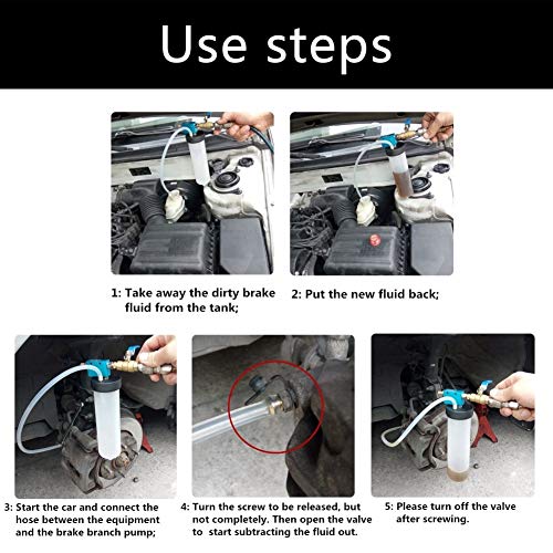 DEDC Universal Auto Brake Fluid Extractor, Power Steering Oil Change Replacement Tool, Brake and Clutch Fluid Drained Bleeder Tool Equipment Kit for Car Motorcycle - Image 4