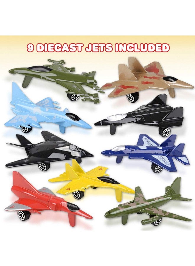 ArtCreativity Diecast Jet Toy Playset Set Of 9 Fighter Jet Toys In Assorted Colors And Designs Great Birthday Party Favors Goodie Bag Fillers Gift Idea For Kids - Image 3