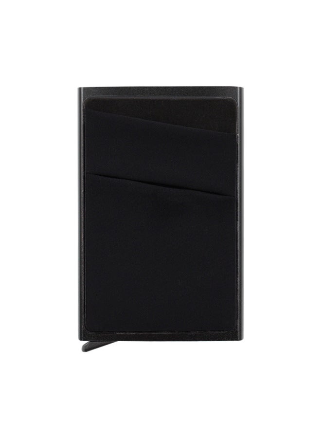 Anti-scanning Automatic Pop-up Aluminum Box Card Case Metal Shielded RFID Card Case Aluminum Alloy Card Case Card Case-Color:Black-Size:The Size Of The Card Holder Is 59*90mm, And The Shrapnel Box Is All Black  - Image 1