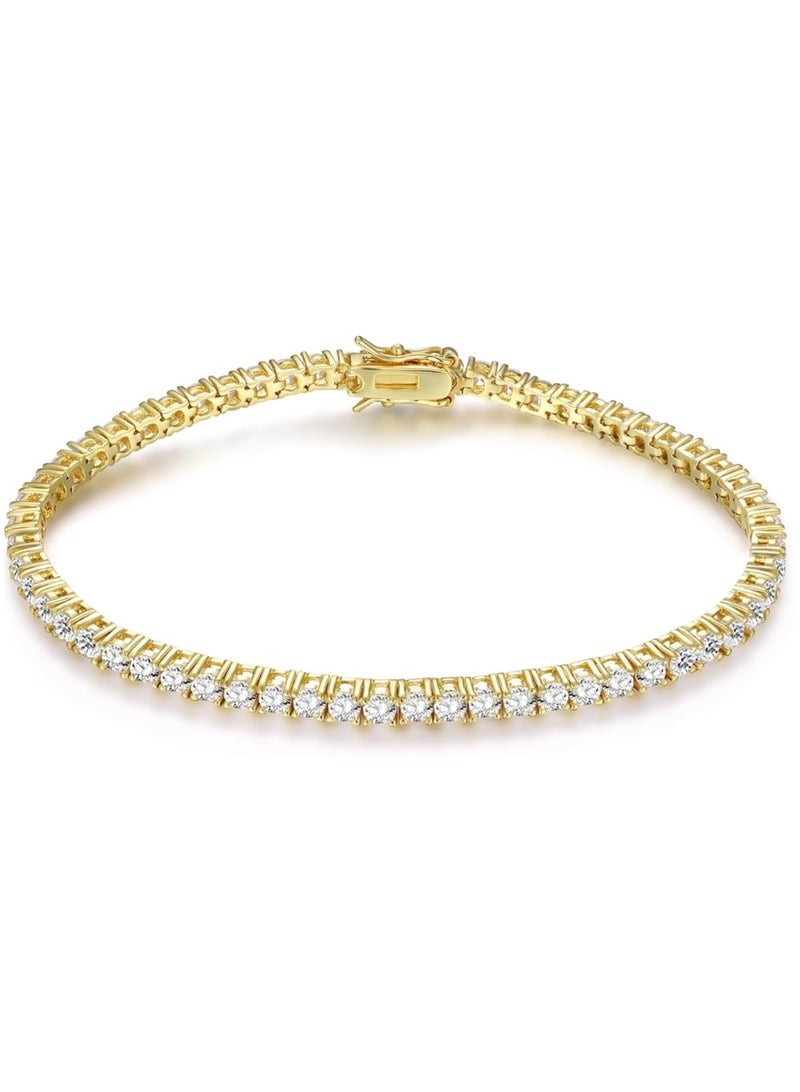 STAR BEJA 18K Gold Plated 3 Cubic Zirconia Classic Tennis Bracelet for Men & Women 1Pcs - Image 1