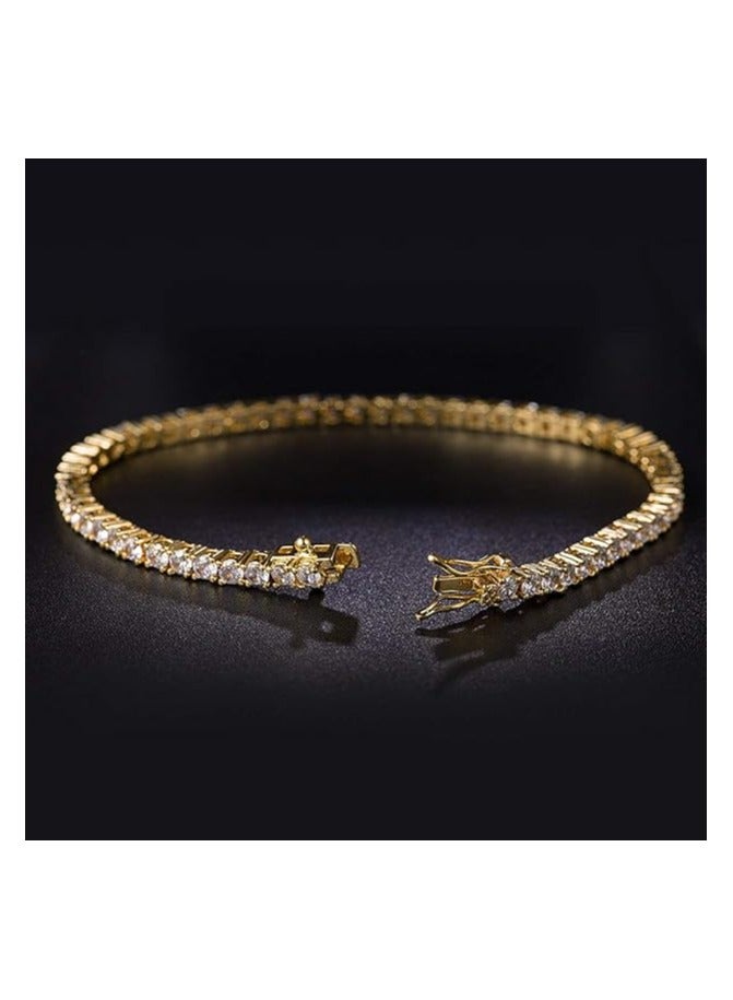 STAR BEJA 18K Gold Plated 3 Cubic Zirconia Classic Tennis Bracelet for Men & Women 1Pcs - Image 2