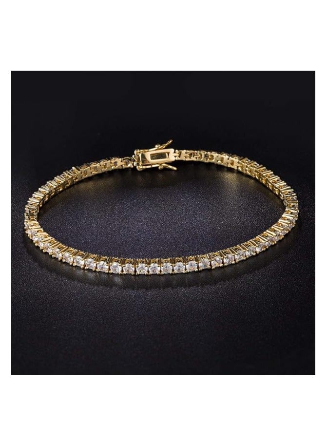 STAR BEJA 18K Gold Plated 3 Cubic Zirconia Classic Tennis Bracelet for Men & Women 1Pcs - Image 3