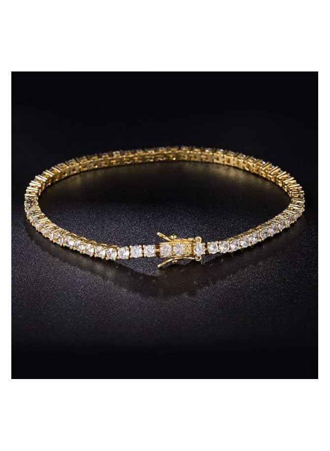 STAR BEJA 18K Gold Plated 3 Cubic Zirconia Classic Tennis Bracelet for Men & Women 1Pcs - Image 4