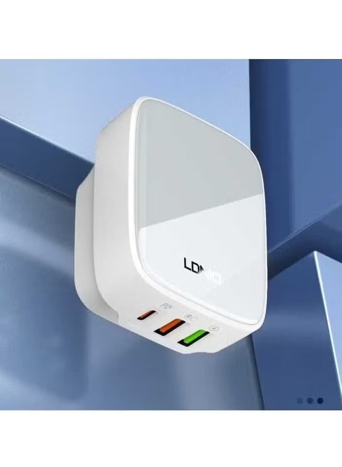 JAJEEK Q334 PD Fast Charger – EU, US, UK Compatible Type-C 2 USB Ports, Multiple Output Adapter, Mobile Phone Travel Wall Charger, Compact & Efficient, White - Image 1