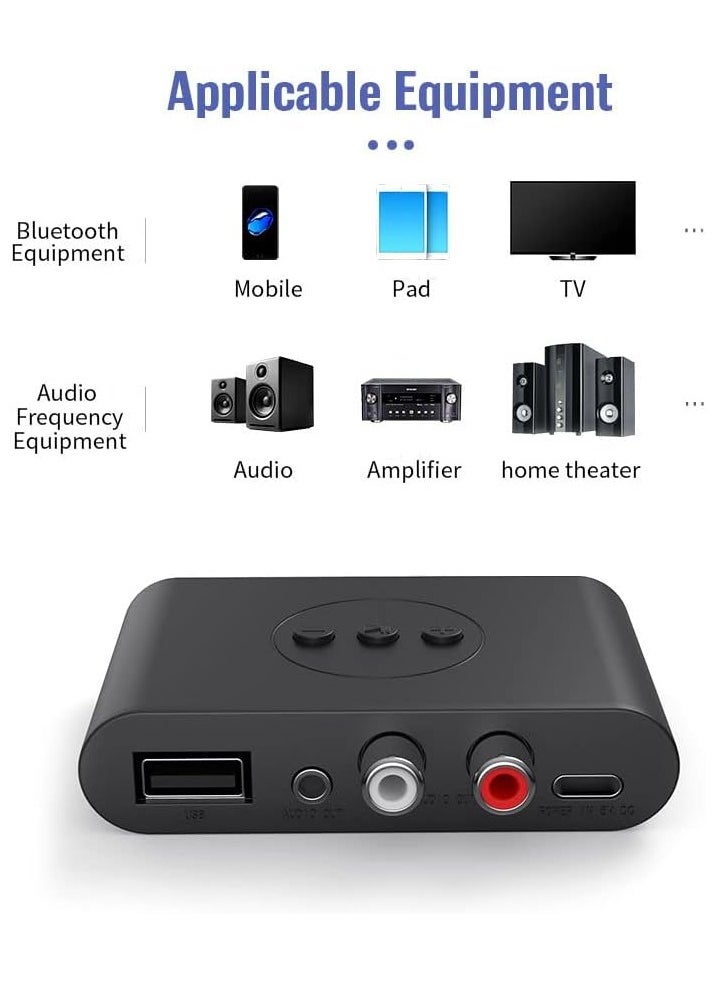 VKL - Bluetooth 5.3 Audio Receiver U Disk RCA 3.5mm 3.5 AUX Jack Stereo Music Wireless Adapter with Mic For Car Kit Speaker Amplifier - Image 1