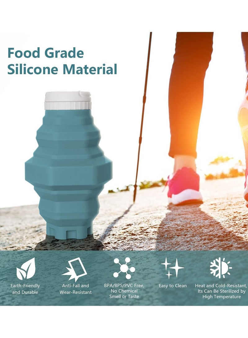 NIBEMINENT Collapsible Water Bottle, Reusable BPA Free Silicone Travel Bottle for Gym Camping Hiking Sports, Light and Durable (500ML) - Image 5