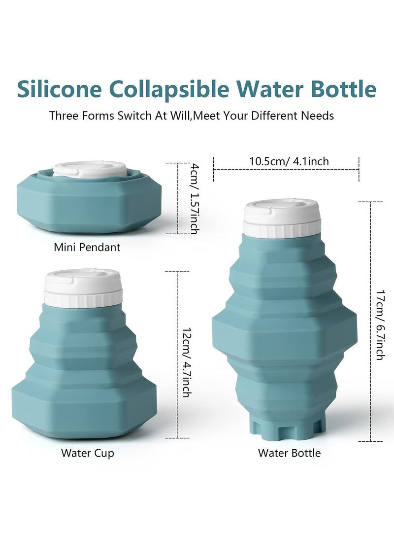 NIBEMINENT Collapsible Water Bottle, Reusable BPA Free Silicone Travel Bottle for Gym Camping Hiking Sports, Light and Durable (500ML) - Image 4