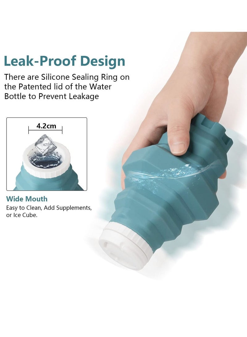 NIBEMINENT Collapsible Water Bottle, Reusable BPA Free Silicone Travel Bottle for Gym Camping Hiking Sports, Light and Durable (500ML) - Image 2