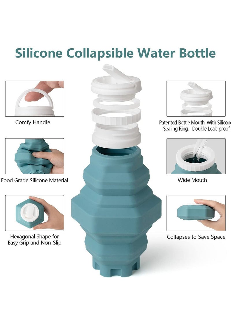 NIBEMINENT Collapsible Water Bottle, Reusable BPA Free Silicone Travel Bottle for Gym Camping Hiking Sports, Light and Durable (500ML) - Image 3