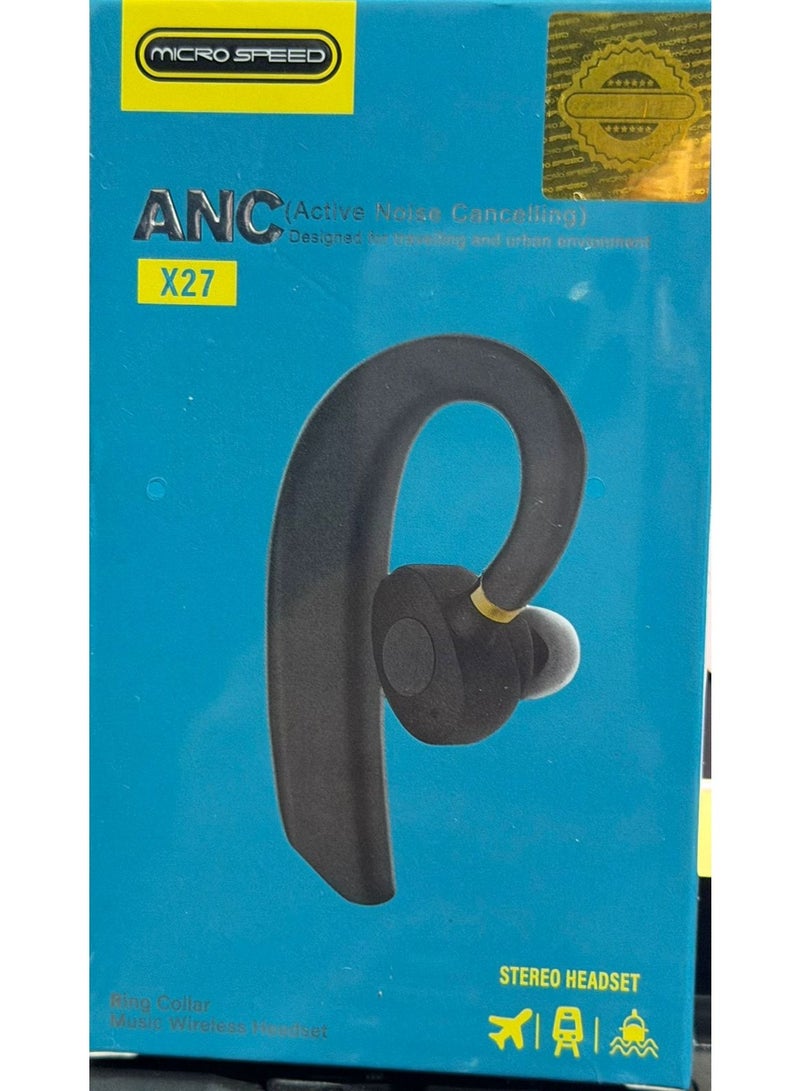 ANC Micro Speed ​​X27 Bluetooth headphones feature active noise cancellation, a high-definition microphone, and a comfortable behind-the-ear design - ideal for driving and work. - Image 1