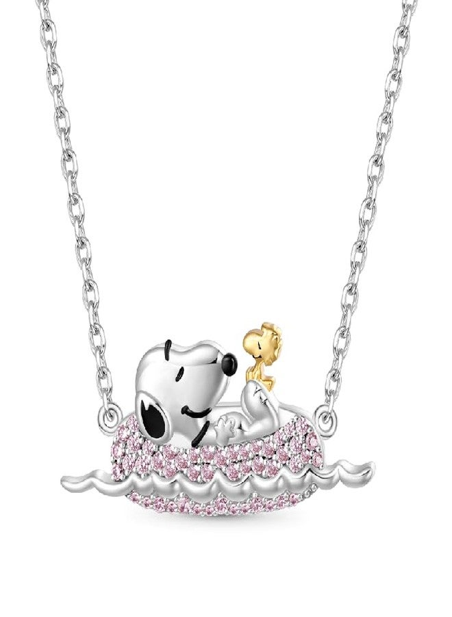 GNOCE Peanuts with Woodstock Rafting Necklace for Women, S925 Sterling Silver Pendant Necklace for Her Wife, Valentine‘s Day, Mother’s Day Jewelry Gift - Image 1