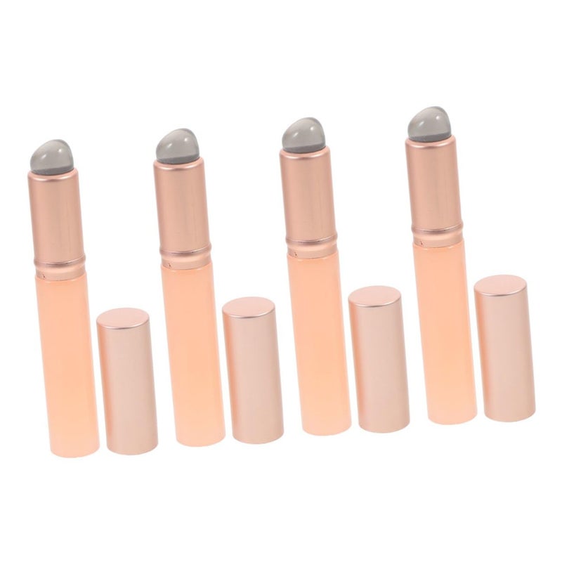 4 Pcs Silicone Lip Brush Set with Cap Reusable Round-head Lipstick and Lip Balm Applicator Soft Portable Makeup Brushes and Cosmetic Use - Image 1