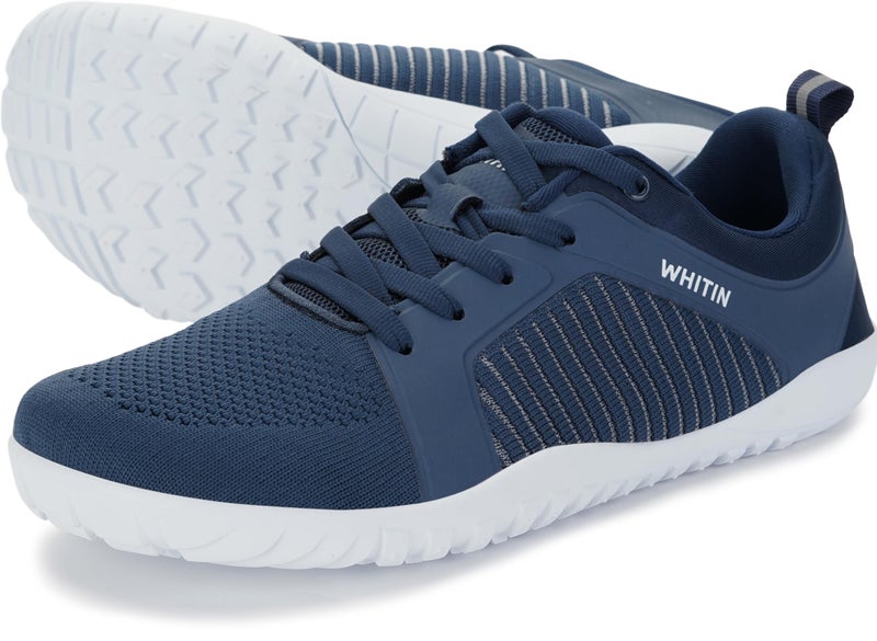 WHITIN Men's Extra Wide Width Barefoot Minimalist Shoes Zero Drop Trail Running Hiking Sneaker Cross Country Training Walking Workout Lifting Dark Blue 44 - Image 1