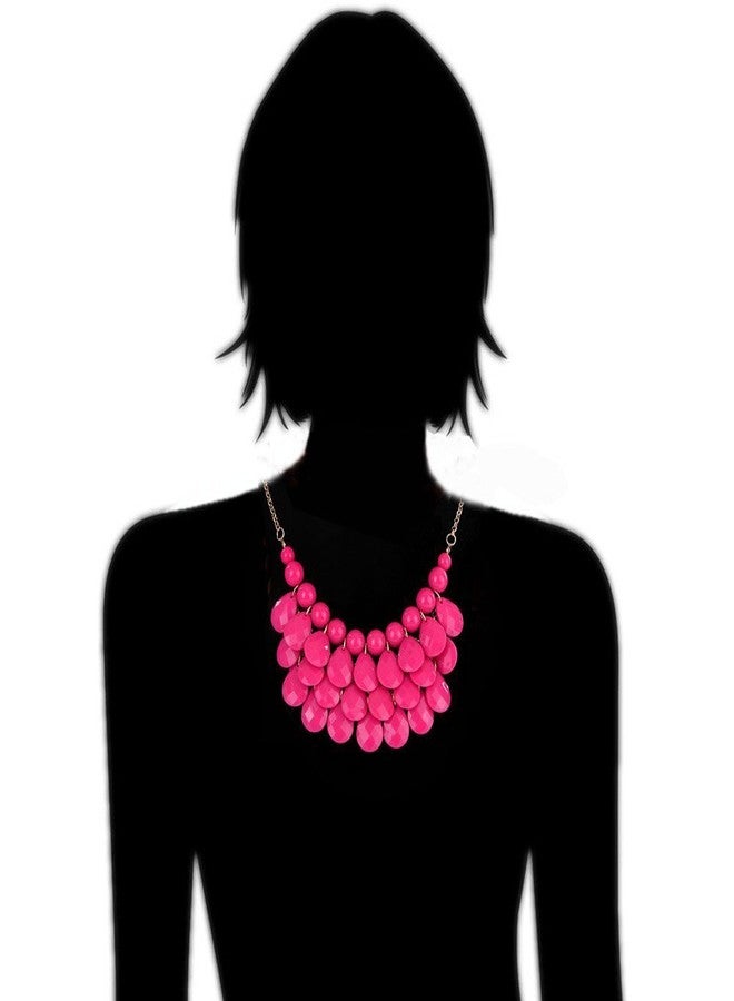 Zthread Floating Bubble Necklace Layered Teardrop Statement Necklace Resin Beaded Collar Necklace Earrings Jewelry Set for Women - Image 4
