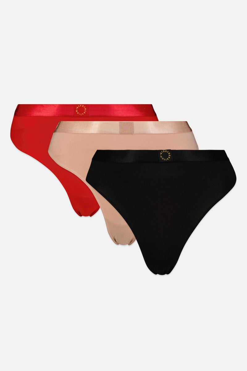 BCBGeneration Women 3 Pieces Brand Logo Thong, Multicolor - Image 1