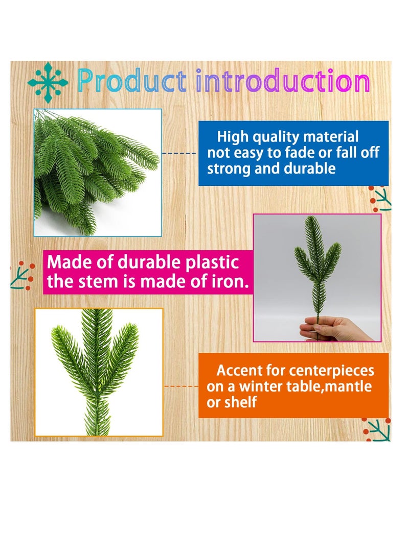 واي آند دي Artificial Plants Pine Branches, Fake Green Needles, Garland Wreath Crafts, Greenery Picks for DIY Holiday Home Garden Decoration (48 Pcs) - Image 3