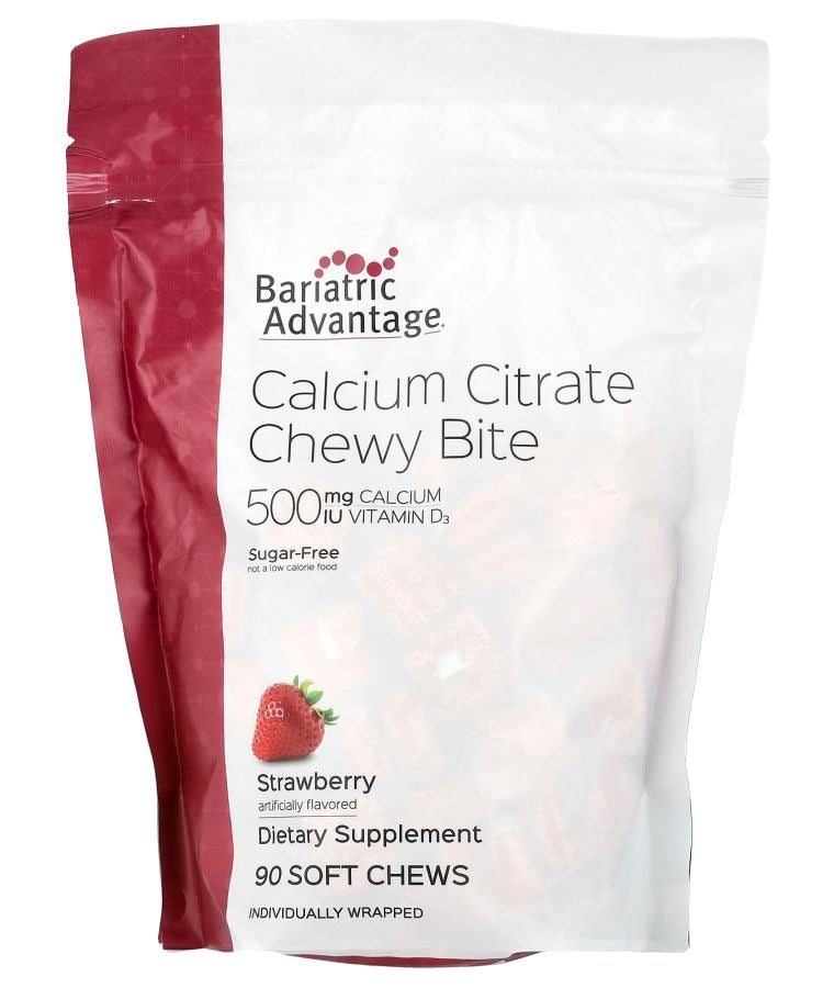 Bariatric Advantage Calcium Citrate Chewy Bite Sugar-Free Strawberry 90 Soft Chews