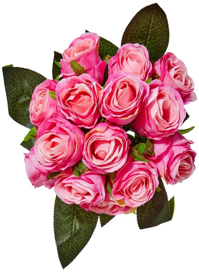 Fourwalls Decoration Artificial Rose Flower Bunches (26 cm Tall, 15 Heads Flowers, Light/Pink) - Image 2